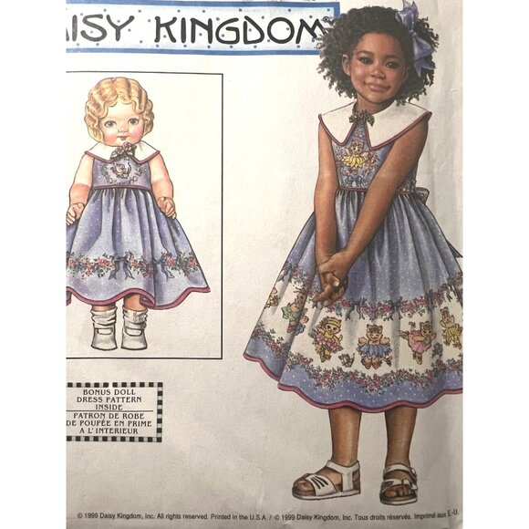 Daisy Kingdom Simplicity 8677 Sewing Pattern Girl Dress Size 3-6 Doll Dress 18” - Picture 2 of 7